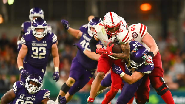 Xander Mueller and Trey Palmer 2022 Nebraska vs Northwestern football  USATSI_18938938